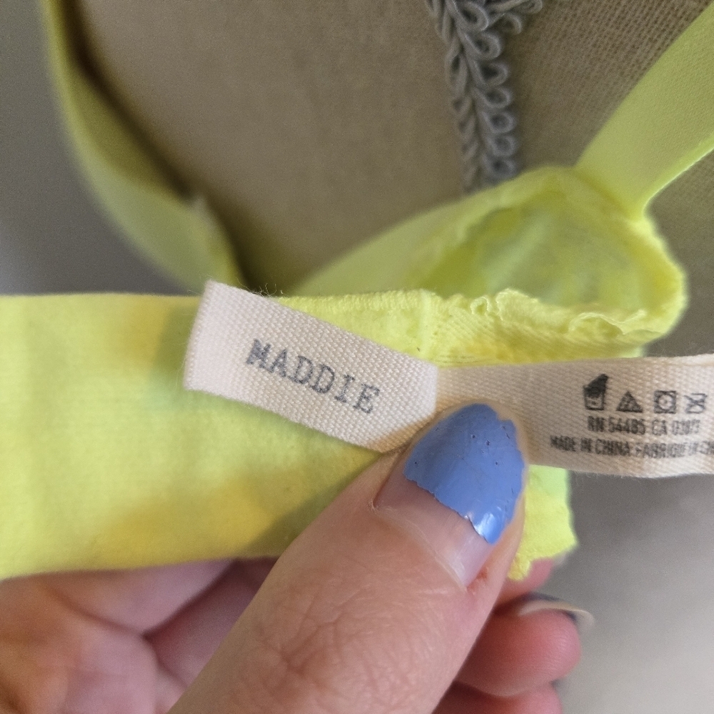 NWOT 34B Aerie Neon Lemon Lime Yellow Lace Trim Maddie Push Up Bra - Picture 3 of 5